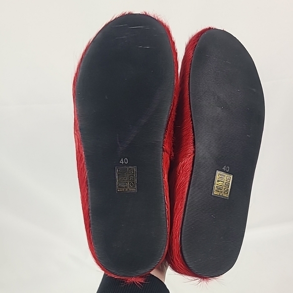 Fashion Women Red Horse Hair Shoe Fur Mules Flat Slides Flat Slipper Sz 9.5, 40 - Picture 7 of 9